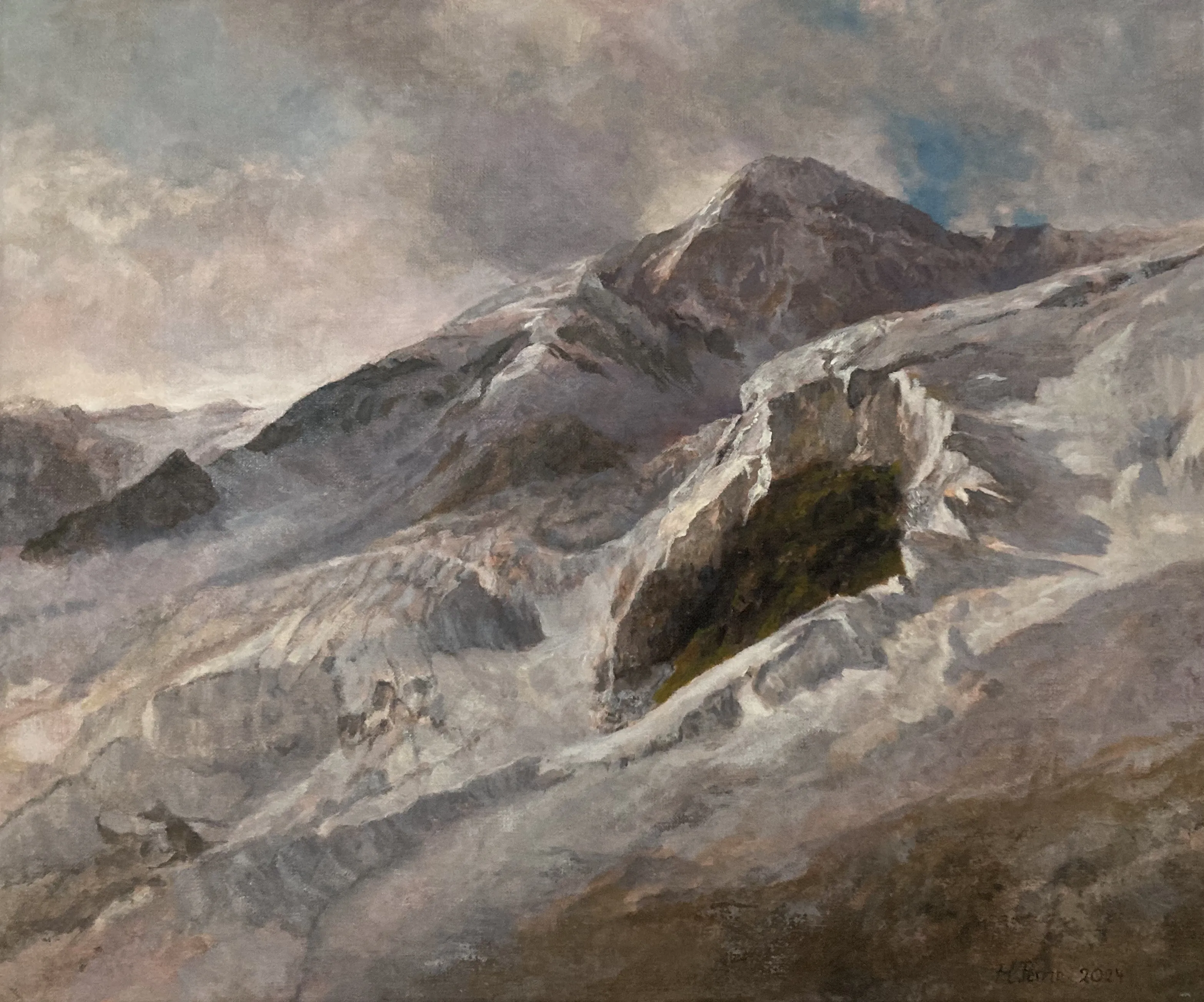 Peinture à l'huile représentant un glacier