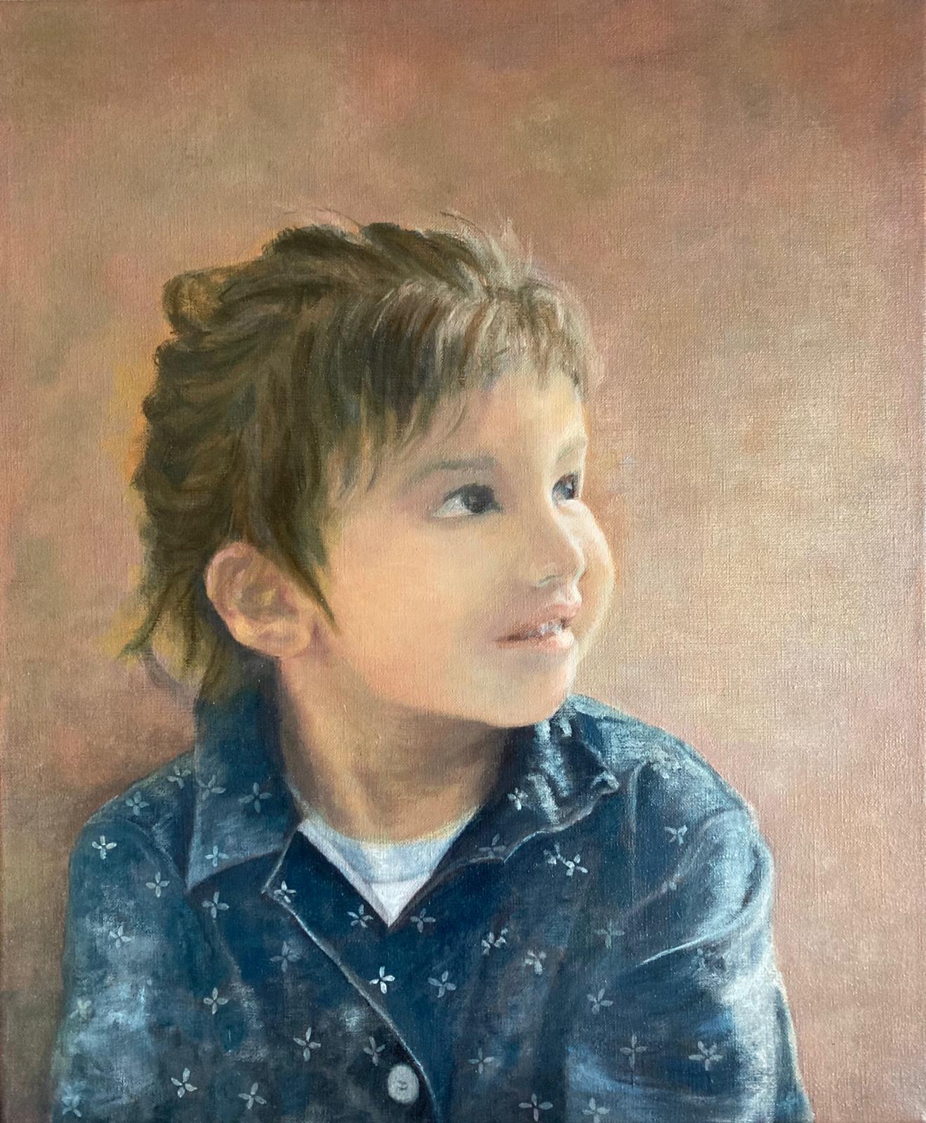 Peinture à l'huile représentant une jeune fille
