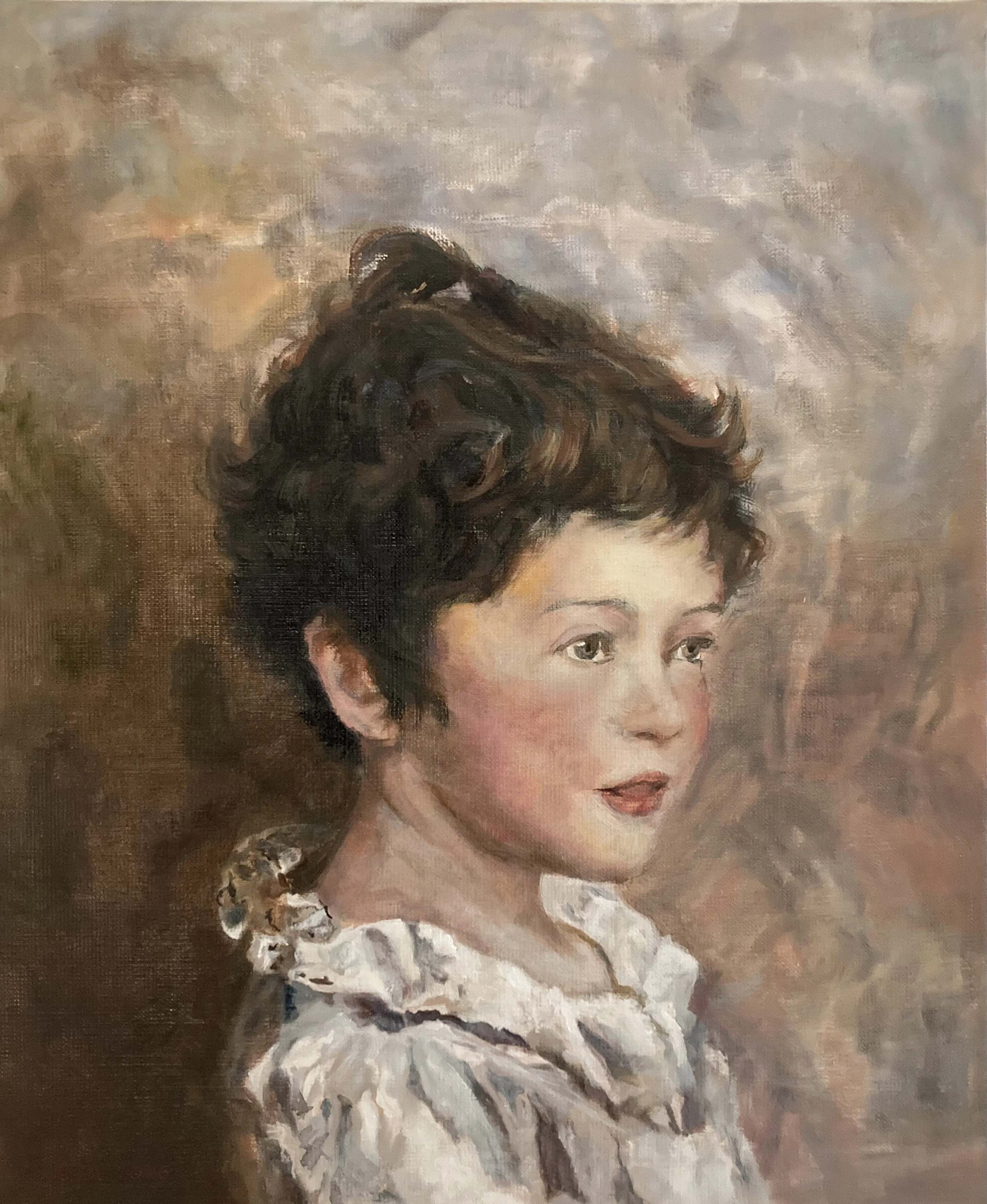 Peinture à l'huile représentant un portrait de garçon